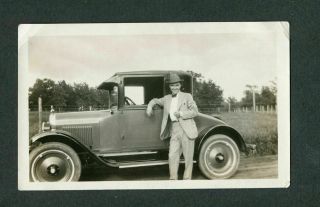 Vintage Car Photo Proud Owner W/ 1925 Chevrolet Chevy Superior K Coupe 404082