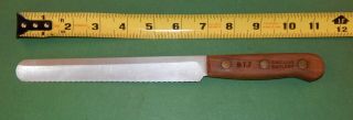 Vintage Chicago Cutlery Bt7,  Full Tang,  7 " Bread Knife W/3 Rivet Wooden Handle