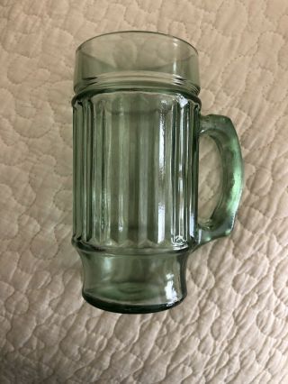 4 Vintage 5 5/8 Light Green Glass Vertical Ribbed Mugs 2