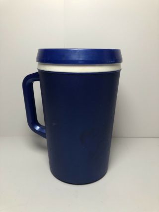 Vintage Aladdin Insulated Travel Mug Cup 32 Oz Blue W White Lid 1 Qt Classic Usa