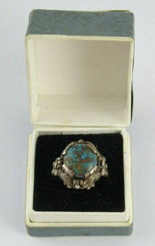 Lovely Antique Arts & Crafts Sterling Silver Turqiouse Ring Bernard Instone
