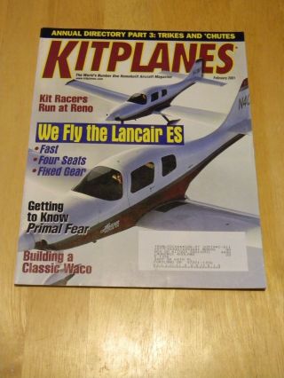 Mag Back Issue Kitplanes Feb 2001 Lancair Es Classic Waco Kit Racers At Reno