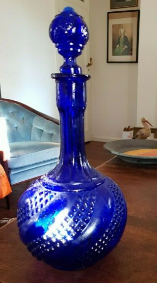 Vintage Antique French Glass Vase / Jar With Cap