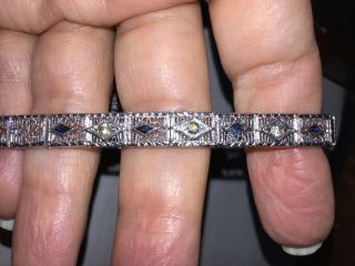 Antique Filigree Bracelet With Blue Stones Signed Osco Estate Find C.  1900 - 1910