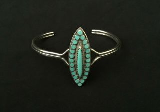 Vintage Turquoise And Sterling Silver Native American Cuff Bracelet