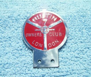 Vintage 1990s Austin 7 Owners Club London Car Badge - Classic Seven Motor Emblem