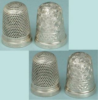 2 Antique English Sterling Silver Thimbles By Charles Horner Hallmarked 1912