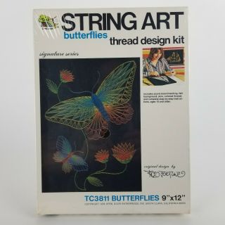 Vintage Butterfly String Art Kit 12in X 9in Open Door Fred Fortune Nos