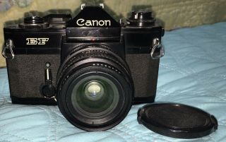 Vintage Canon Ef 35mm Film Slr Camera W/sakar Mc 1:2.  8 28mm Lens