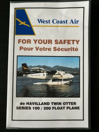 West Coast Air De Havilland Dhc - 6 Twin Otter Float Plane Safety Card
