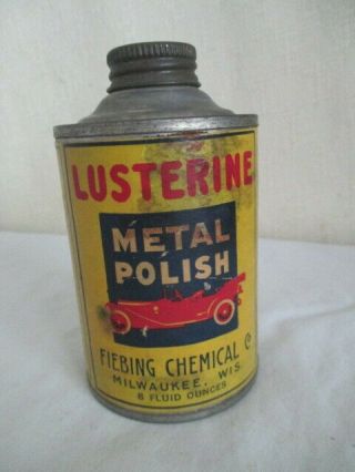 Vintage Lusterine Metal Polish Tin Can Car & Gas Station Collectible