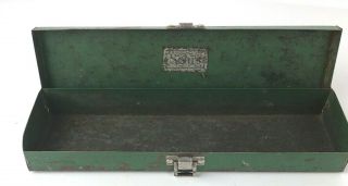 Vtg Sears Metal Carry Case Storage Box Green Primitive Industrial Rustic Display