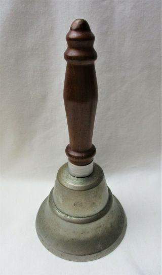 ANTIQUE,  Vintage,  Brass,  Teachers,  Dinner,  Bell,  Turned Wood Handles,  Pair,  1920 ' s 2