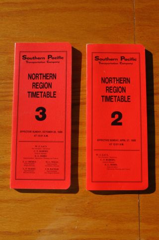 Two 1986 Sp Southern Pacific Railroad Northern Region Timetables No.  2 & 3