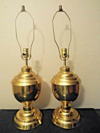Lamps Pair Vintage 3 - Way Fancy Brass Metal Asian Themed Ginger Jar Table Lamps
