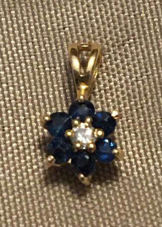 Vintage Sapphire And Diamond Pendant 14k