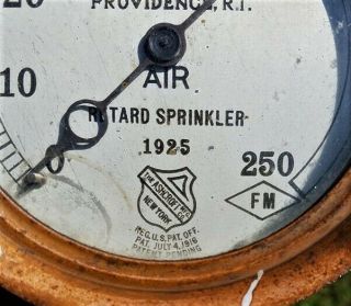 Antique Fire Sprinkler Water Air Pressure Gauge Grinnell Co Brass 1925 Rat Rod 3