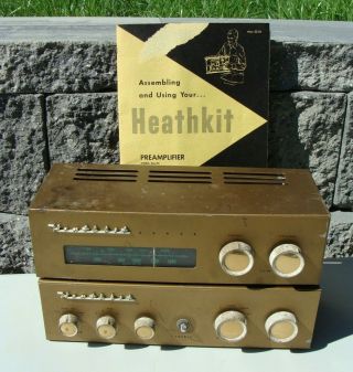 Vintage Heathkit Combo Wa - P2 Tube Pre Amp And Am/fm Tuner