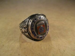 Vtg Ww2 Sterling Silver & Enamel 82nd Airborne Us Army Ring,  Size 9,  10.  2g