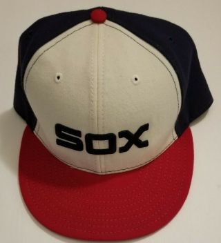 Vtg Chicago White Sox Era 7 5/8 Hat Cap On Field Retro Panel Throwback Blue