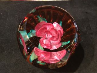 Vintage Caithness Art Glass Paperweight Rose Queens Golden Jubilee Scotland 1952