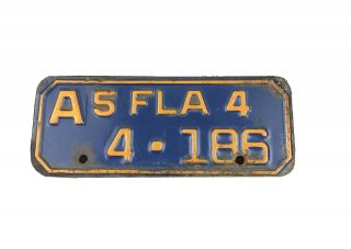 Vintage 1954 Florida Motorcycle License Plate 4 - 186