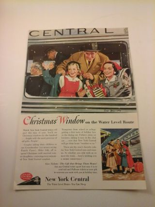 Vtg 1953 Railroad Train Ad Advertising York Central - Christmas Window On Wa