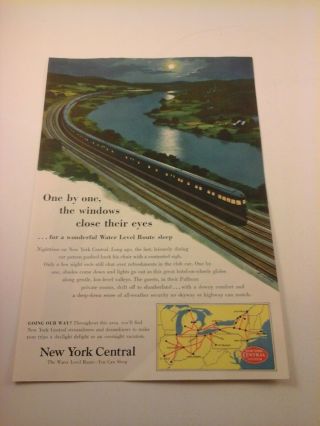 1953 Railroad Train Ad Advertising York Central - Nighttime On N.  Y.  Central