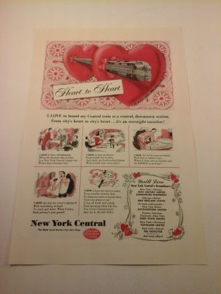 1951 Railroad Train Ad Advertising York Central - Heart To Heart
