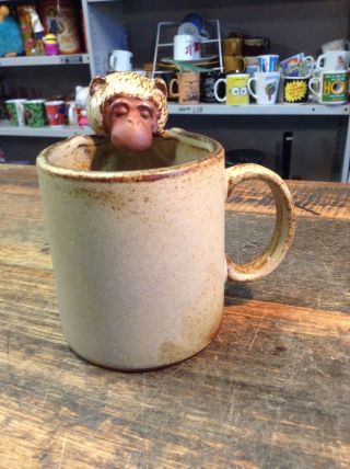 Brt Vintage 1970s Japan Hand Crafted Gempo Pottery Coffee " Monkey " Mug