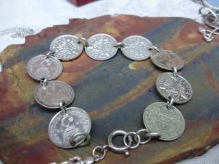 Antique Sterling Silver Coin Bracelet,  1914 - 1936
