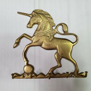 Vintage Brass Unicorn Key Holder Wall Mount