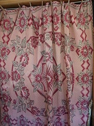 Vintage Cotton Camp Blanket Throw Red Flowers Geometric Stunning Cutter W/issue