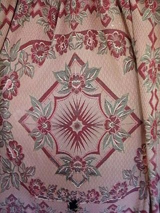 Vintage Cotton Camp Blanket Throw Red Flowers Geometric Stunning CUTTER w/ISSUE 2