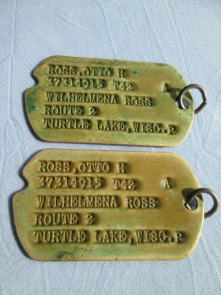 Vintage Pair Early Ww2 Us Army Dog Tags Made Of Monel