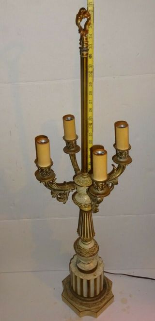 36 " Vtg Brass Aluminum 4 Arm Candelabra Electric Victorian Antique Table Lamp