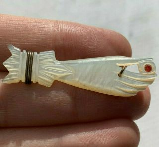 Victorian Gold Filled Carved Mother Of Pearl Hand Antique Figural Set Brooch Pin