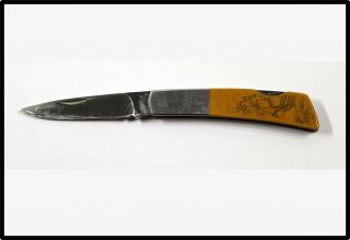 Vintage Gerber Silver Knight By Sakai Japan Folding Knife Scrimshaw 1979 - 1980