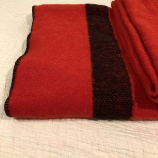 Vintage Faribo Woolen Mills Red Black Wool Blanket Twin Full 82 By 70 USA 3
