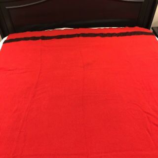 Vintage Faribo Red Wool Blanket Black Stripe USA Twin Full 82 By 70 Warm 2