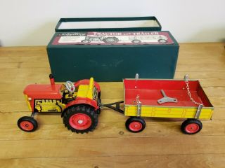 Vintage Schylling Clock Work Tractor And Trailer