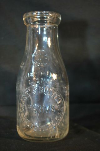 Vintage Chase & Butterfly Farm Milk Glass Bottle Graniteville Ri Dairy Embossed