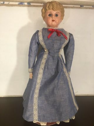 24 Inch Tin Head Marked Minerva Doll Germany Glass Eyes Clothes &