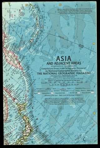 ⫸ 1959 - 12 December Map Asia & Adjacent Areas National Geographic A3