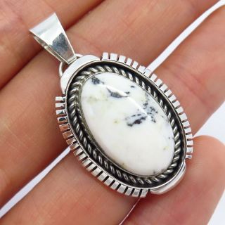 Gerald Mitchell Vintage Old Pawn Sterling Silver White Buffalo Turquoise Pendant