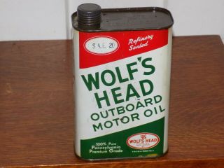 Vintage Wolf’s Head Outboard Motor Oil 1 Us Quart Empty Can