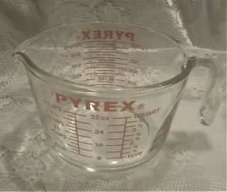 Vintage Pyrex 4 Cup 1 Qt.  Glass Measuring Cup (532)