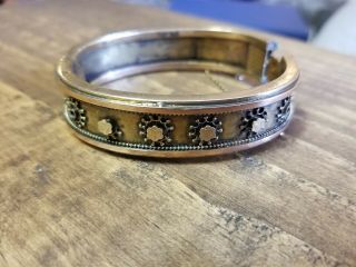 Antique Victorian 1800’s Hinged Bangle Bracelet Gold Filled W/ 14k Gold Accents