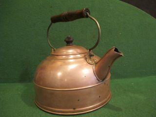 Vintage Antique 1801 REVERE WARE Rustic Copper Tea Kettle Pot With Wood Handle 2