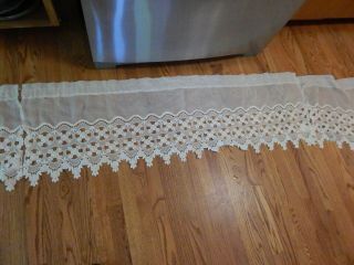 Vntg 4 Piece Sheer Elegant French Country Ivory Embroidered Valance 17 Feet,